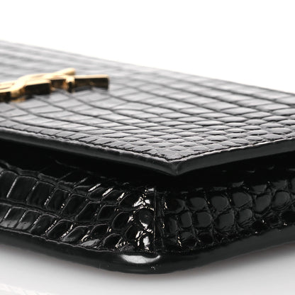 Saint Laurent Crocodile Embossed Monogram Phone Holder Crossbody Black 10 of 14