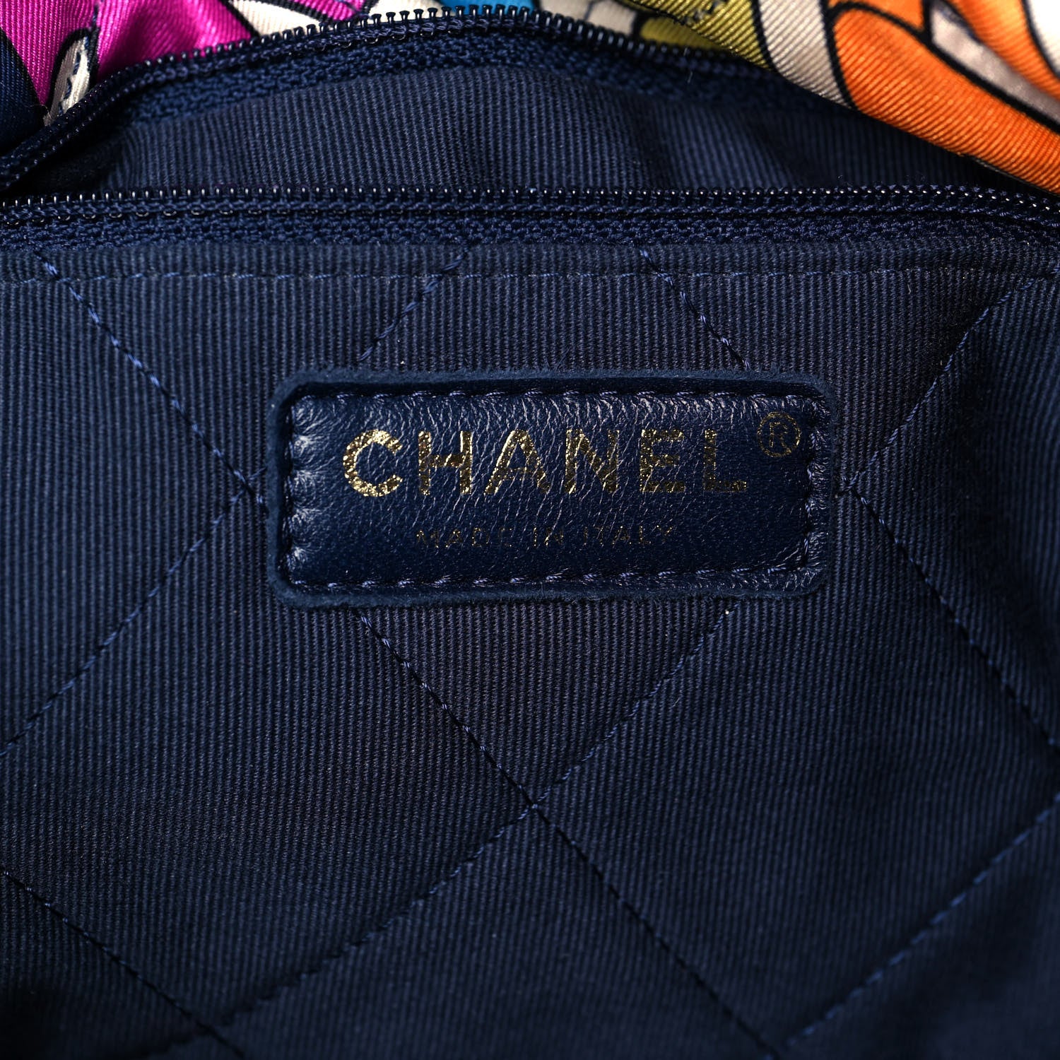 Chanel Printed Fabric Quilted Logo Large Shopping Tote Multicolor 5 of 14