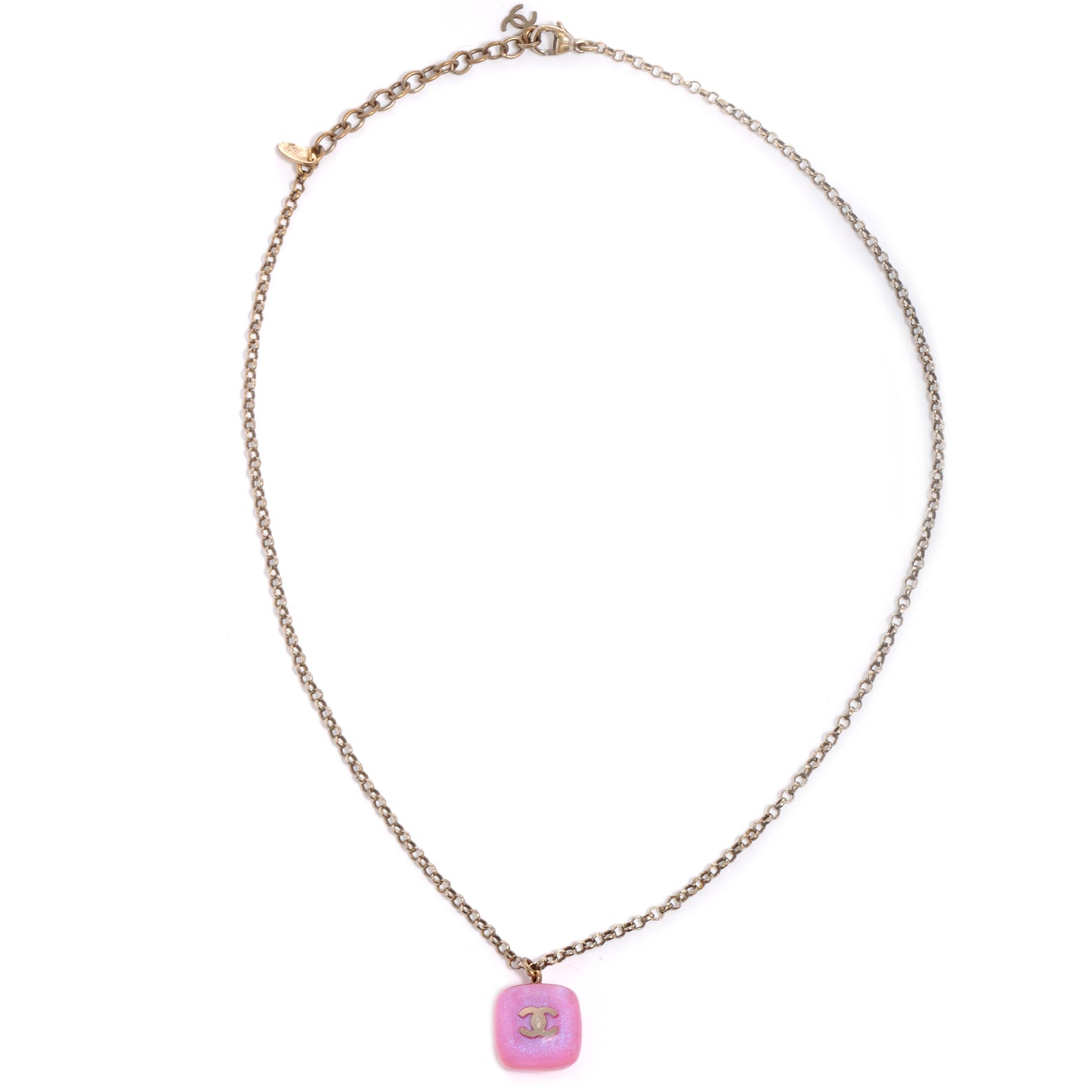 Glitter Resin CC Necklace Pink