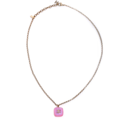 Chanel Glitter Resin CC Necklace Pink 3 of 5