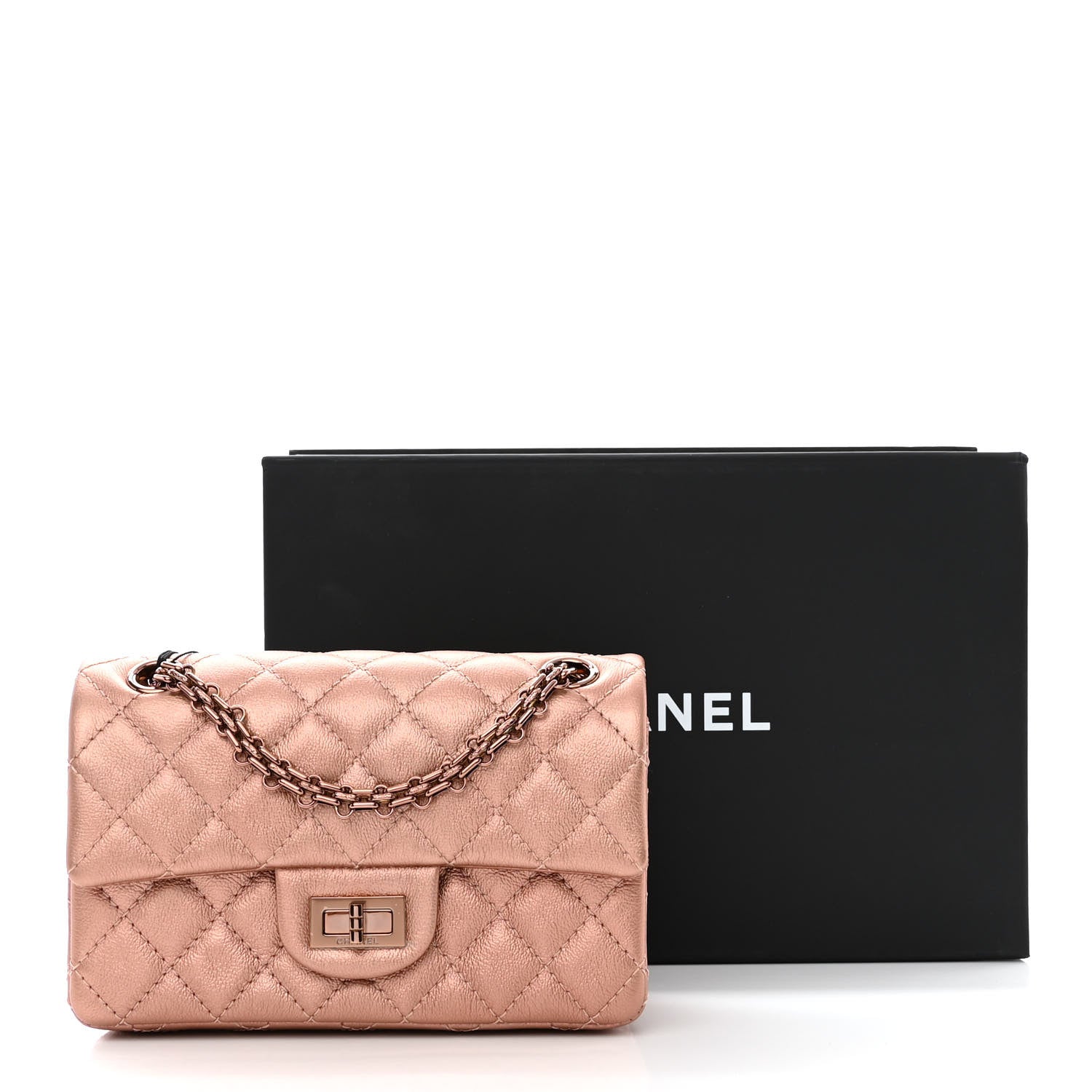 Chanel Metallic Grained Calfskin Quilted 2.55 Reissue Mini Flap Copper Pink 11 of 11