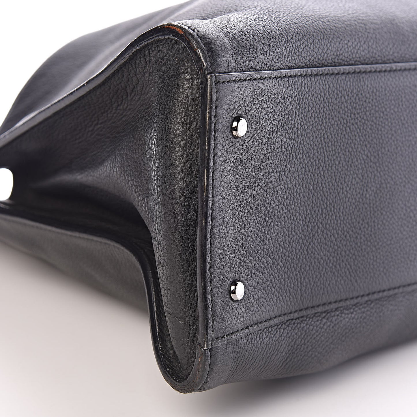 Grained Calfskin Large Shoulder Bag Black