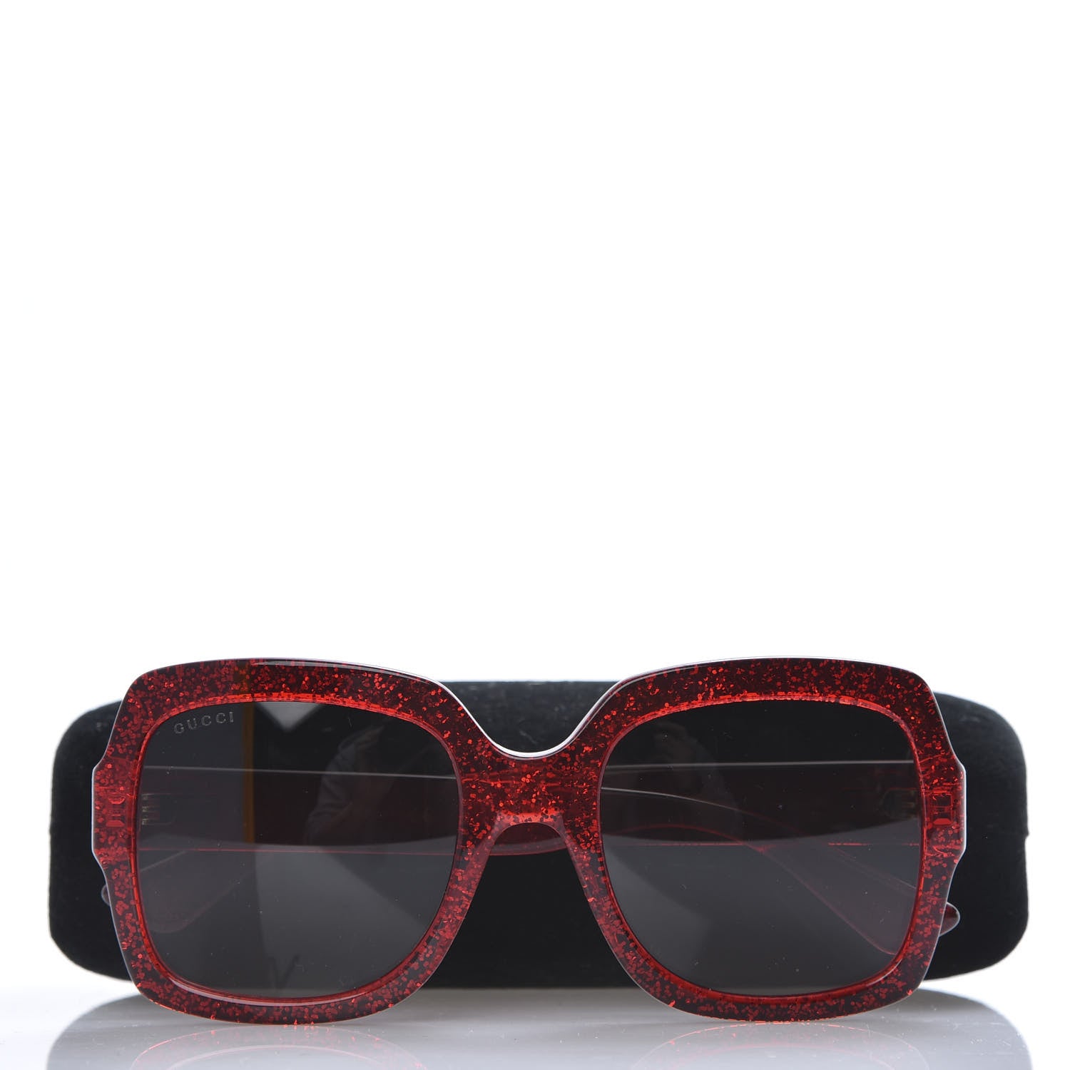 Gucci Square Frame GG 0036S Sunglasses Glitter Red 8 of 8