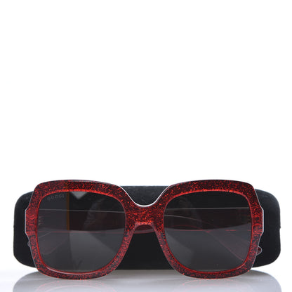 Gucci Square Frame GG 0036S Sunglasses Glitter Red 8 of 8