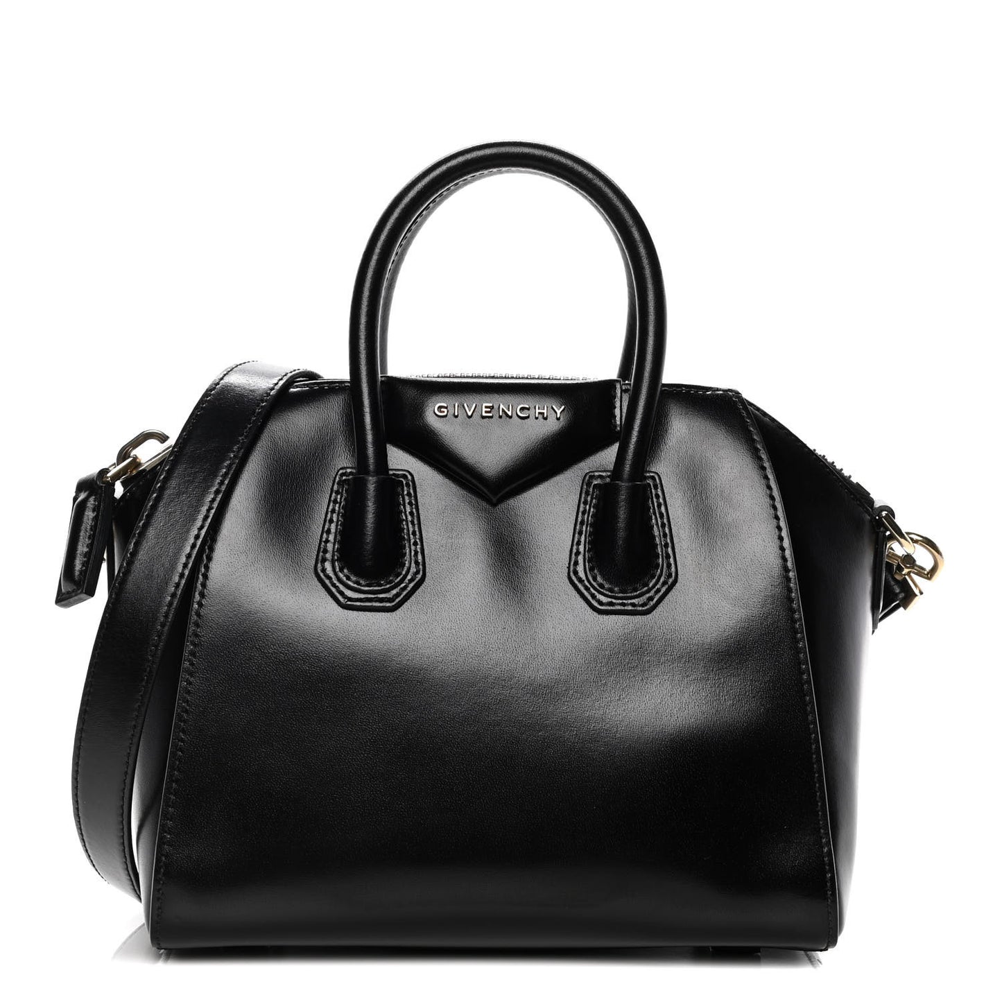Shiny Lord Calfskin Mini Antigona Black