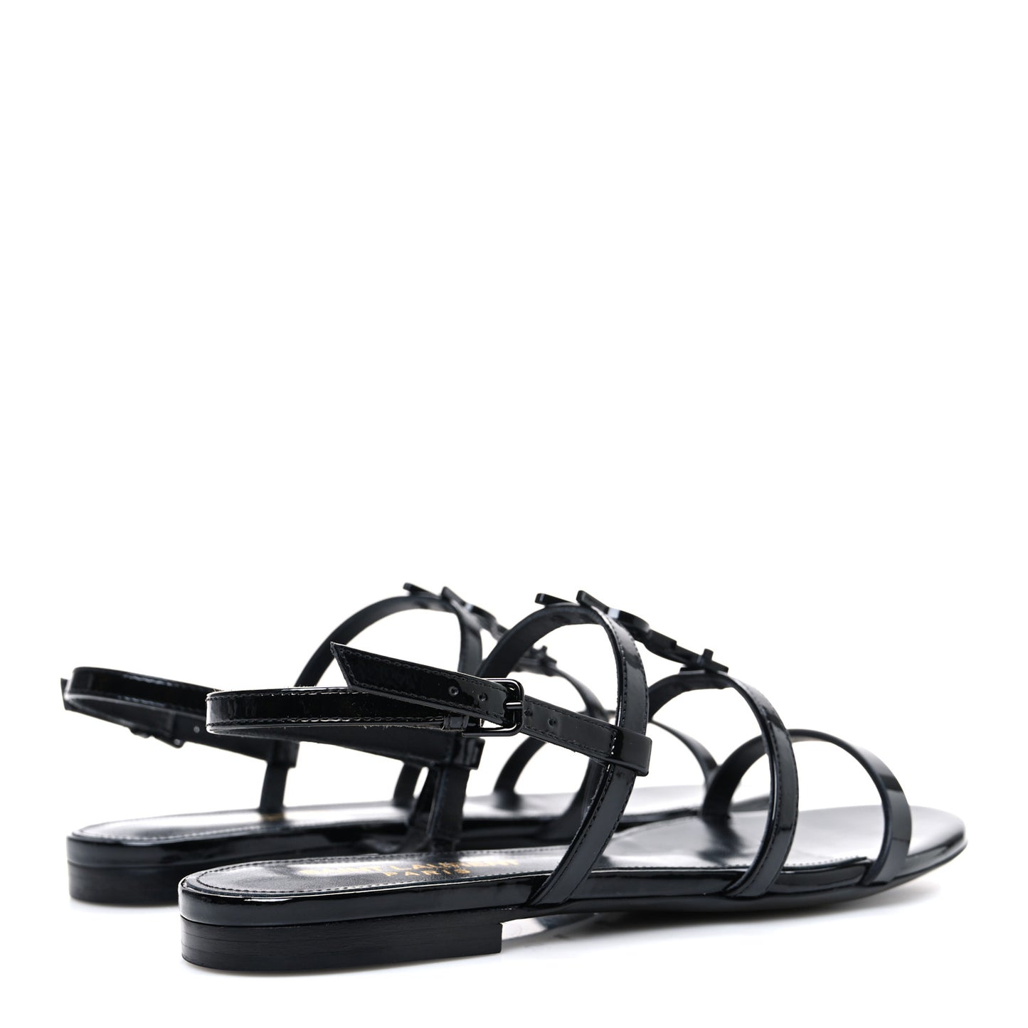 Patent Calfskin Cassandra Monogram Sandals 35 Black