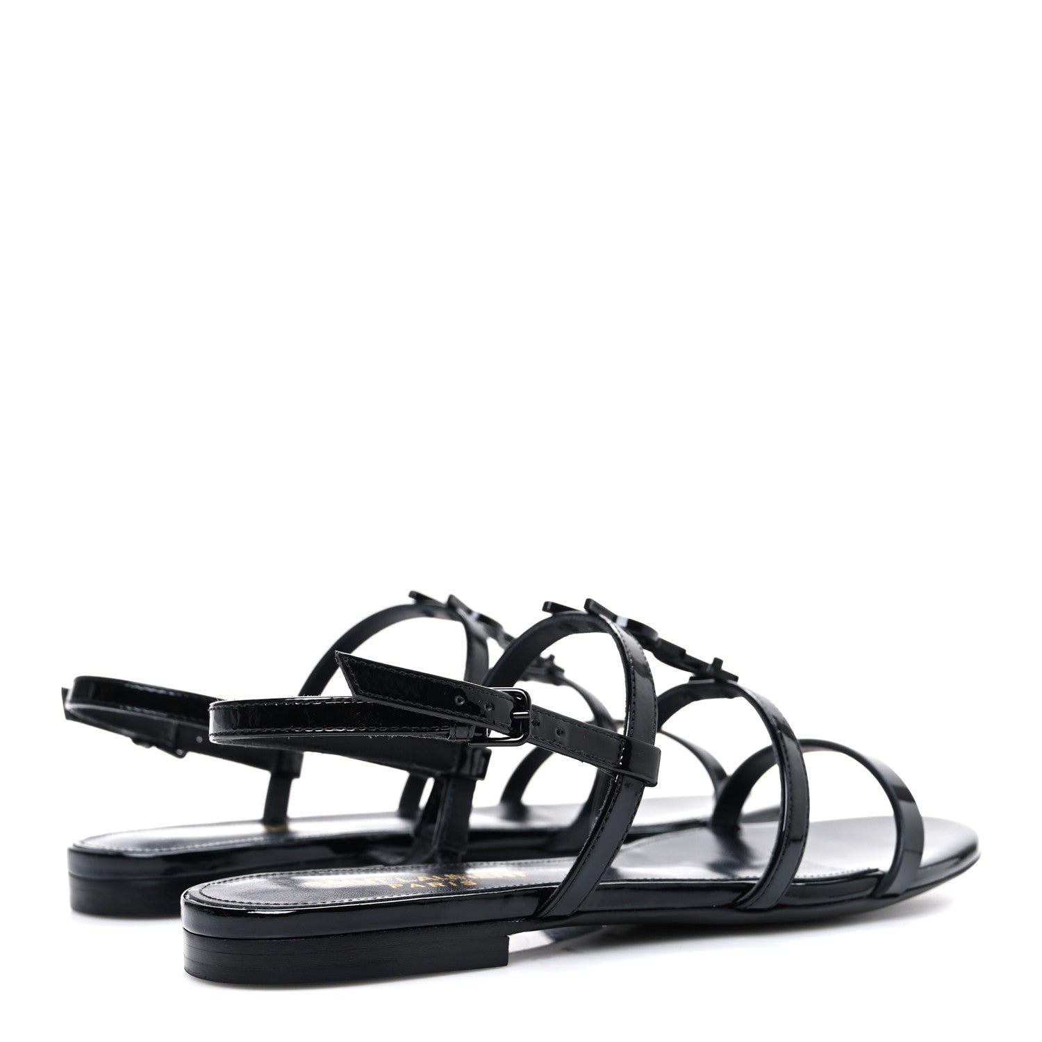 Saint Laurent Patent Calfskin Cassandra Monogram Sandals 35 Black 5 of 11