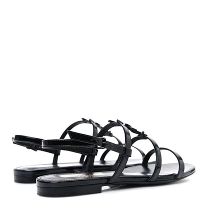 Saint Laurent Patent Calfskin Cassandra Monogram Sandals 35 Black 5 of 11