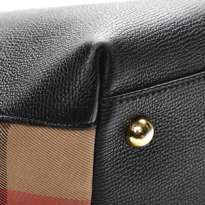 Burberry Derby Calfskin House Check Medium Welburn Tote Black 13 of 14
