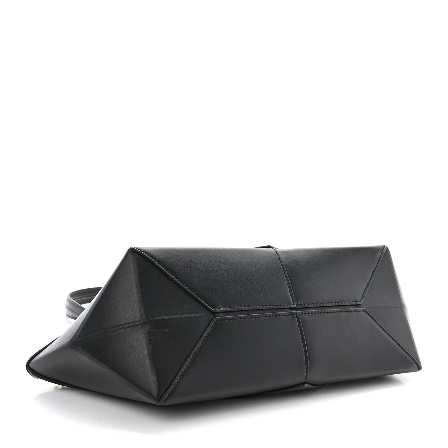 Shiny Calfskin Mini Cropped Puzzle Fold Tote Black