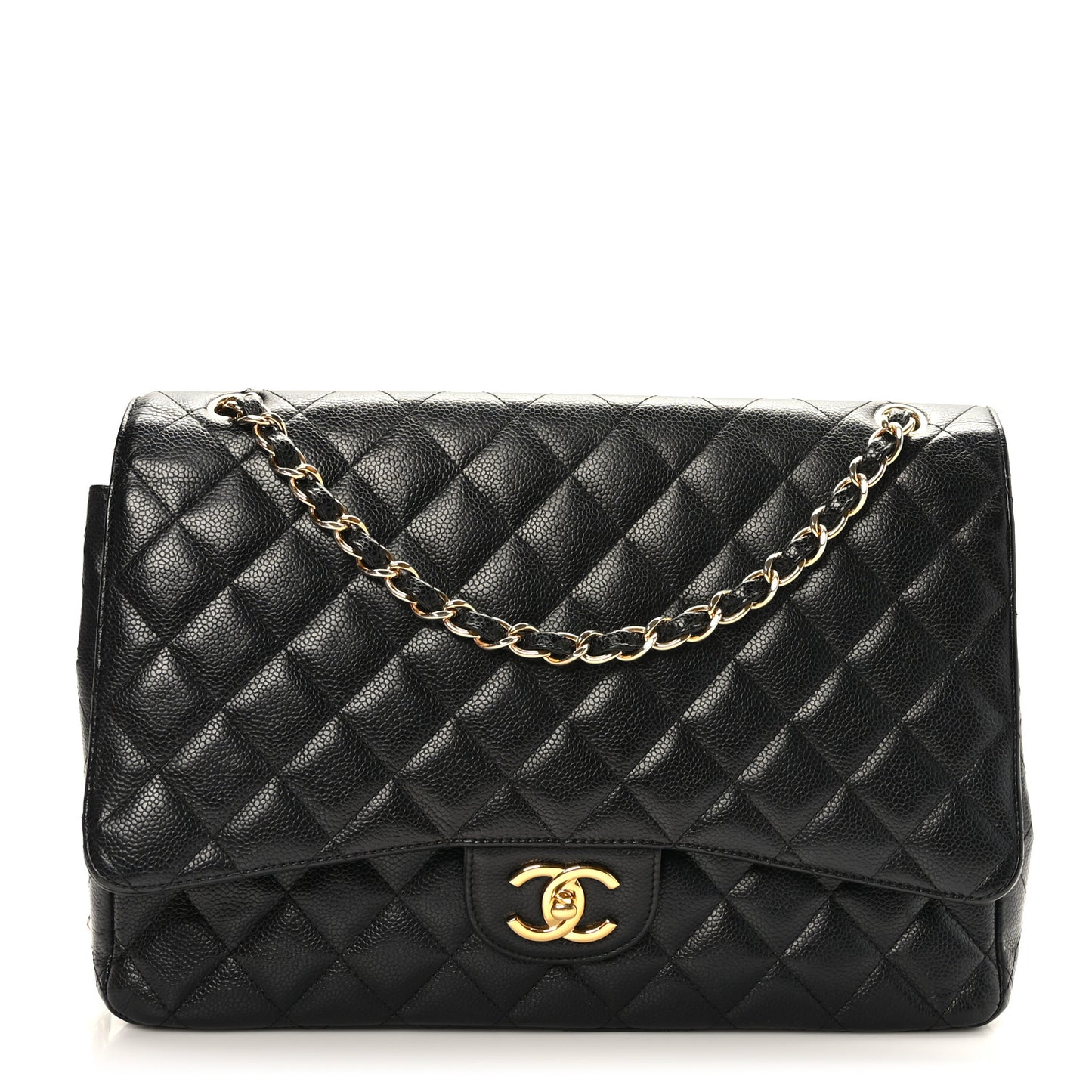 Caviar Quilted Maxi Double Flap Black