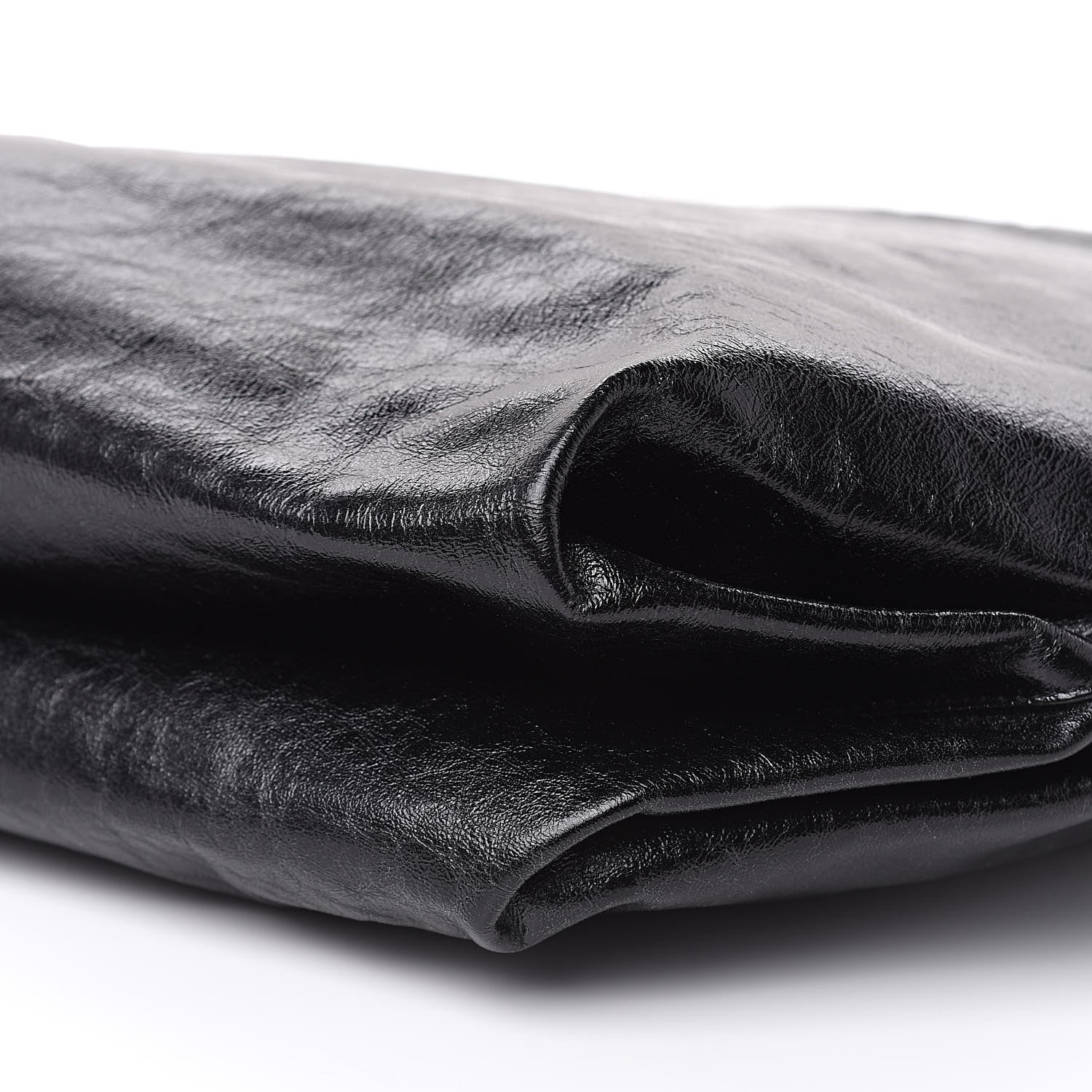 Saint Laurent Cracked Shiny Calfskin Teddy Drawstring Bag Black 8 of 9