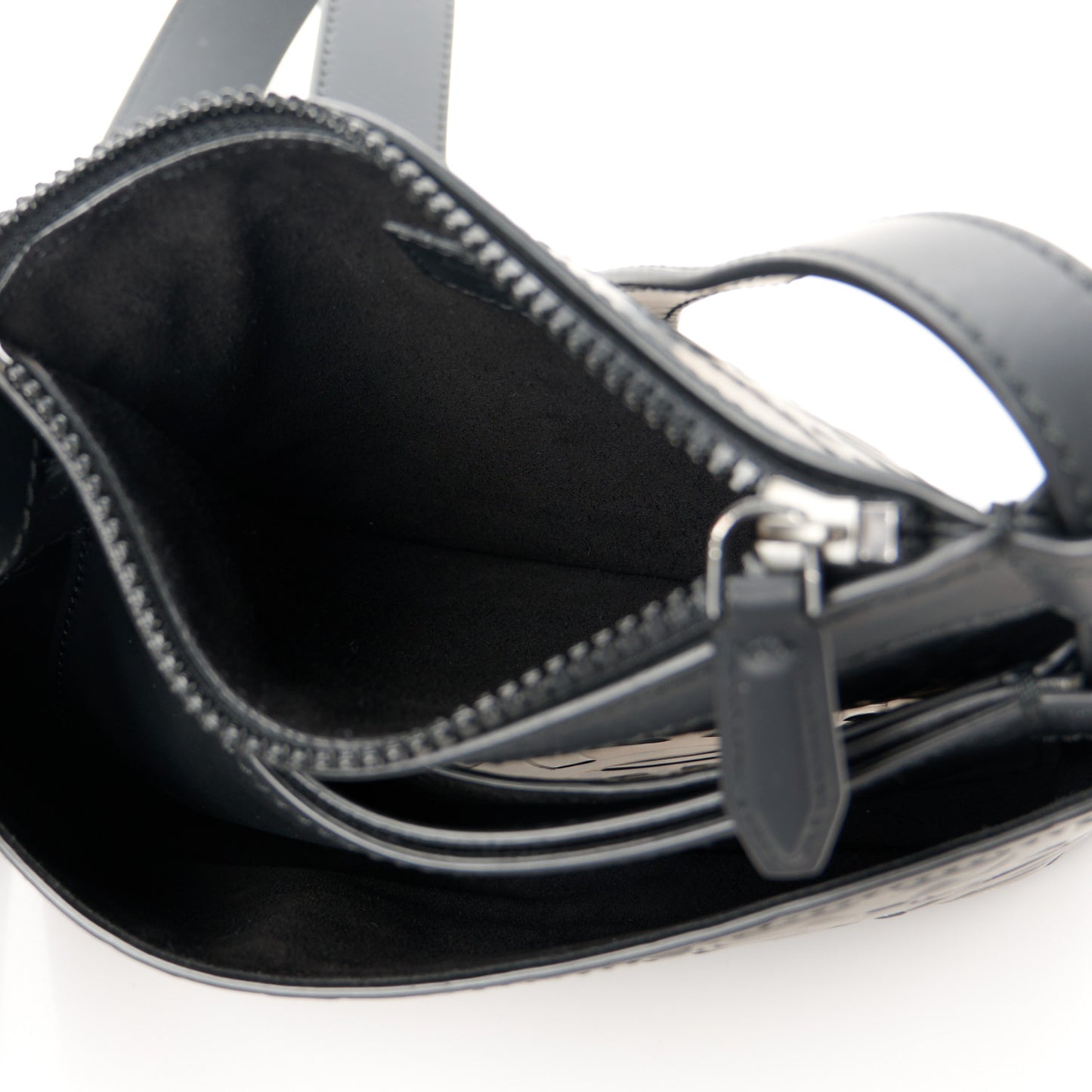Calfskin Gancini Embossed Brooklyn Crossbody Bag Black