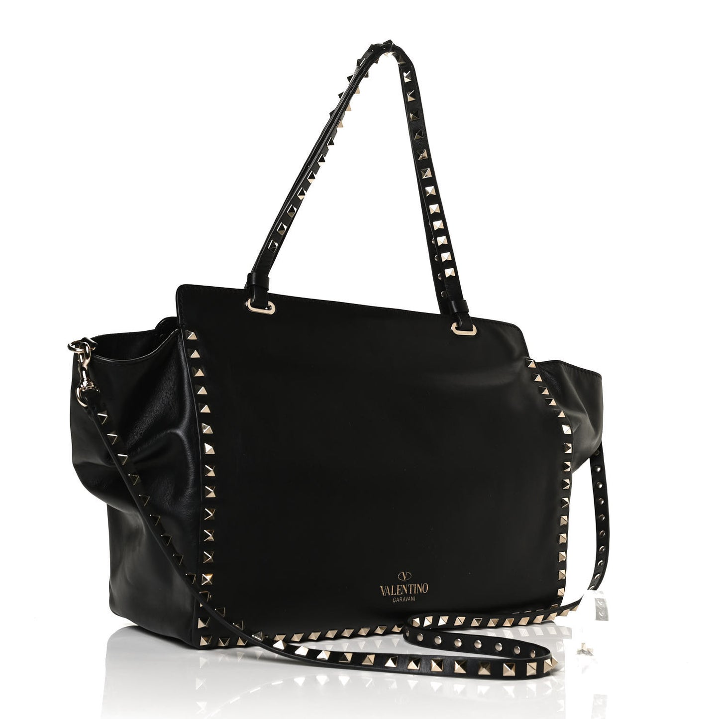 Vitello Medium Rockstud Tote Black