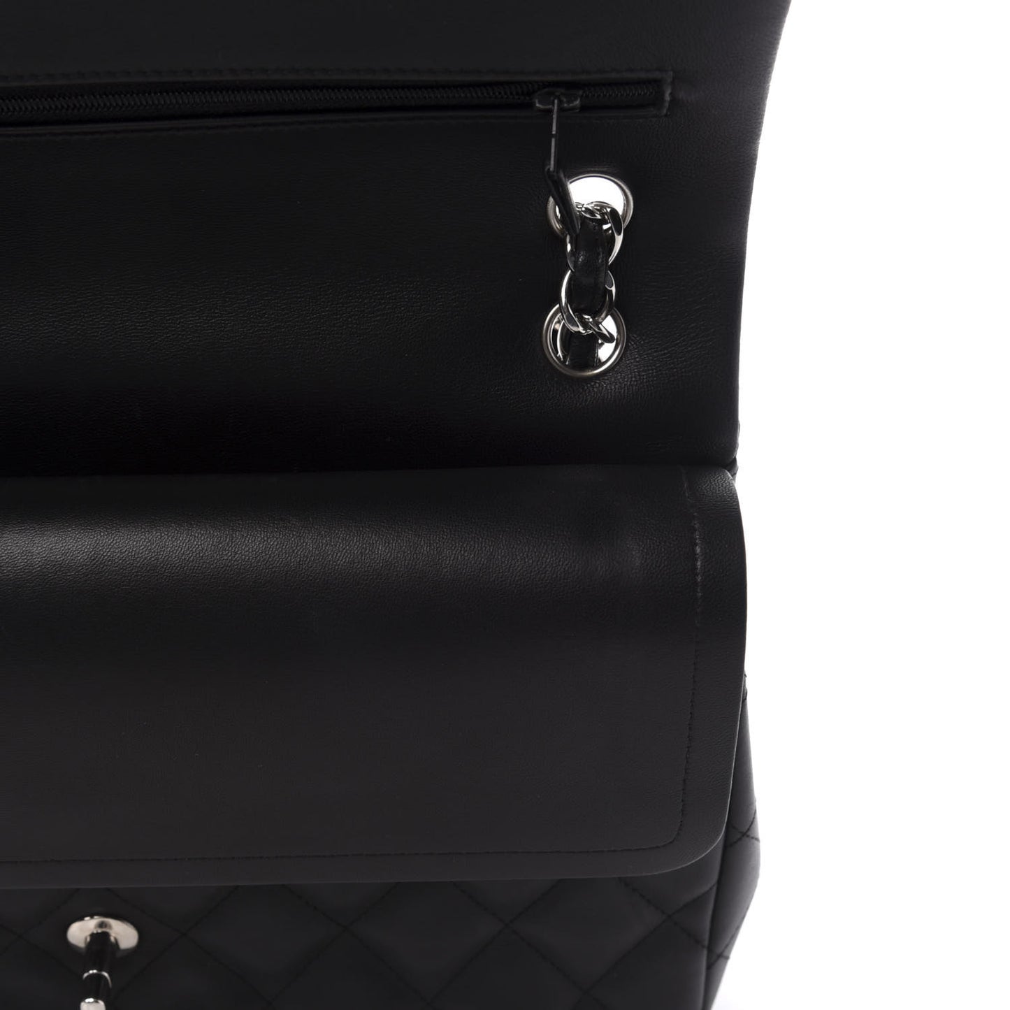 Lambskin Quilted Jumbo Double Flap Black