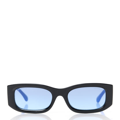 Chanel Acetate Rectangle Sunglasses 5525 Black Blue 2 of 8