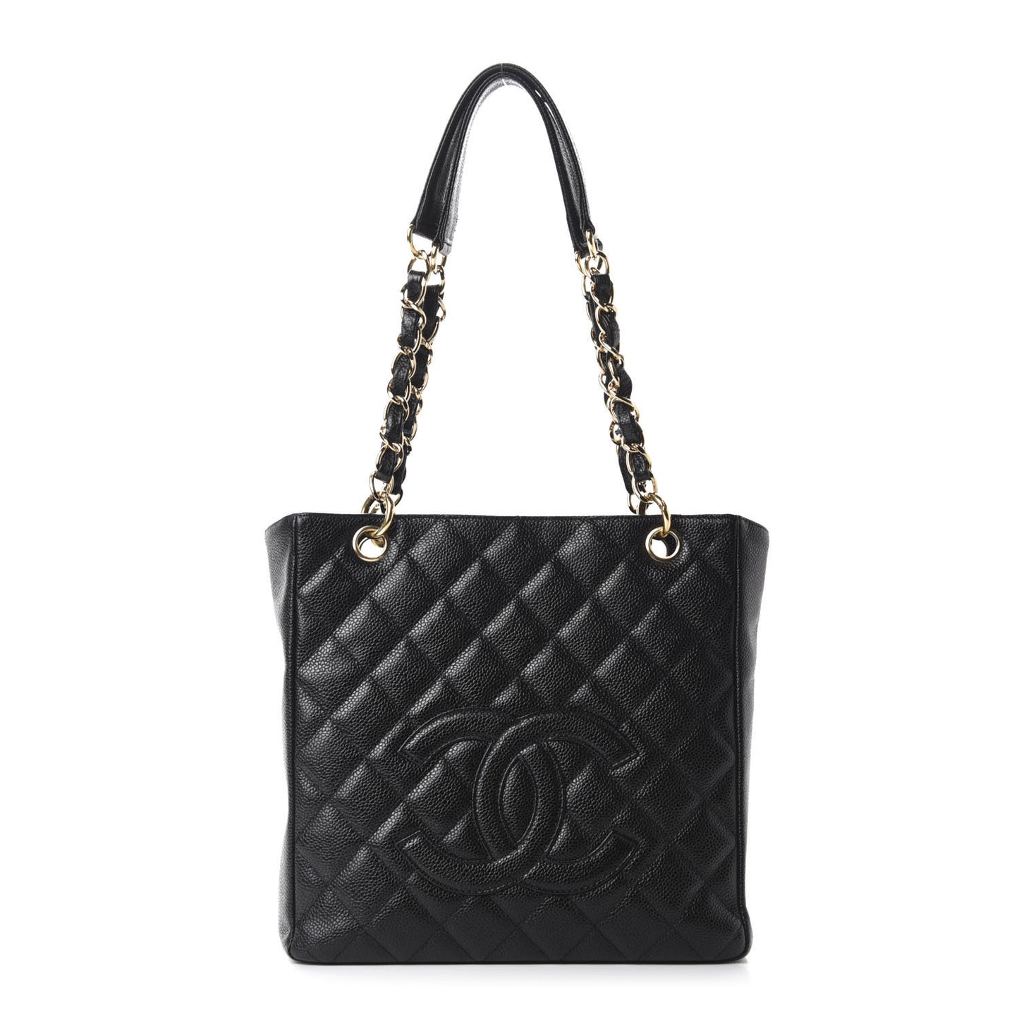 Caviar Quilted Petit Shopping Tote PST Black
