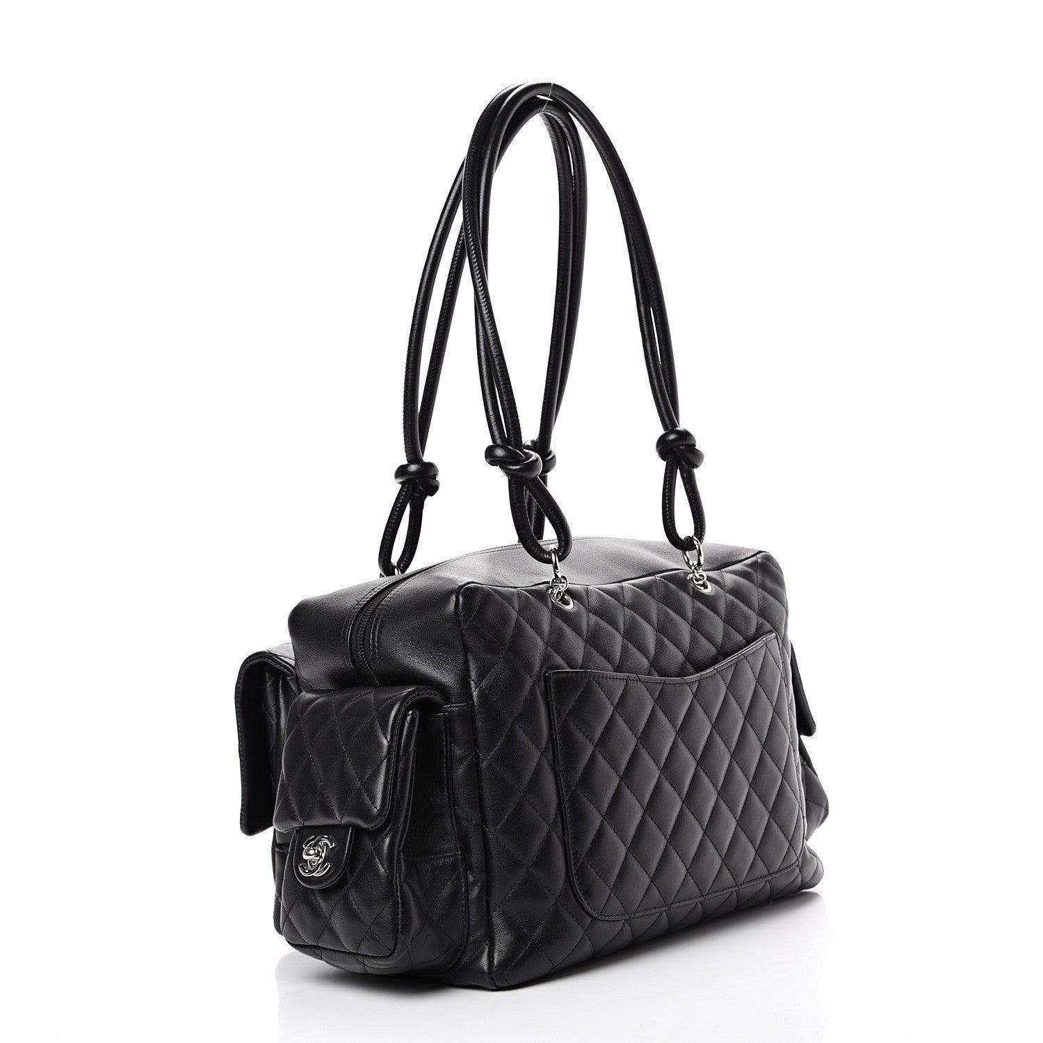 Chanel Calfskin Quilted Large Cambon Multipocket Reporter Black White 2 of 15