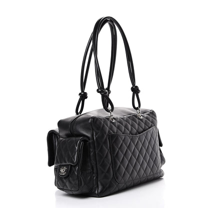 Chanel Calfskin Quilted Large Cambon Multipocket Reporter Black White 2 of 15