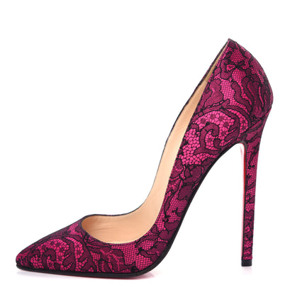 Christian Louboutin Lace Pigalle Follies 120 Pumps 37 Fuchsia 1 of 9