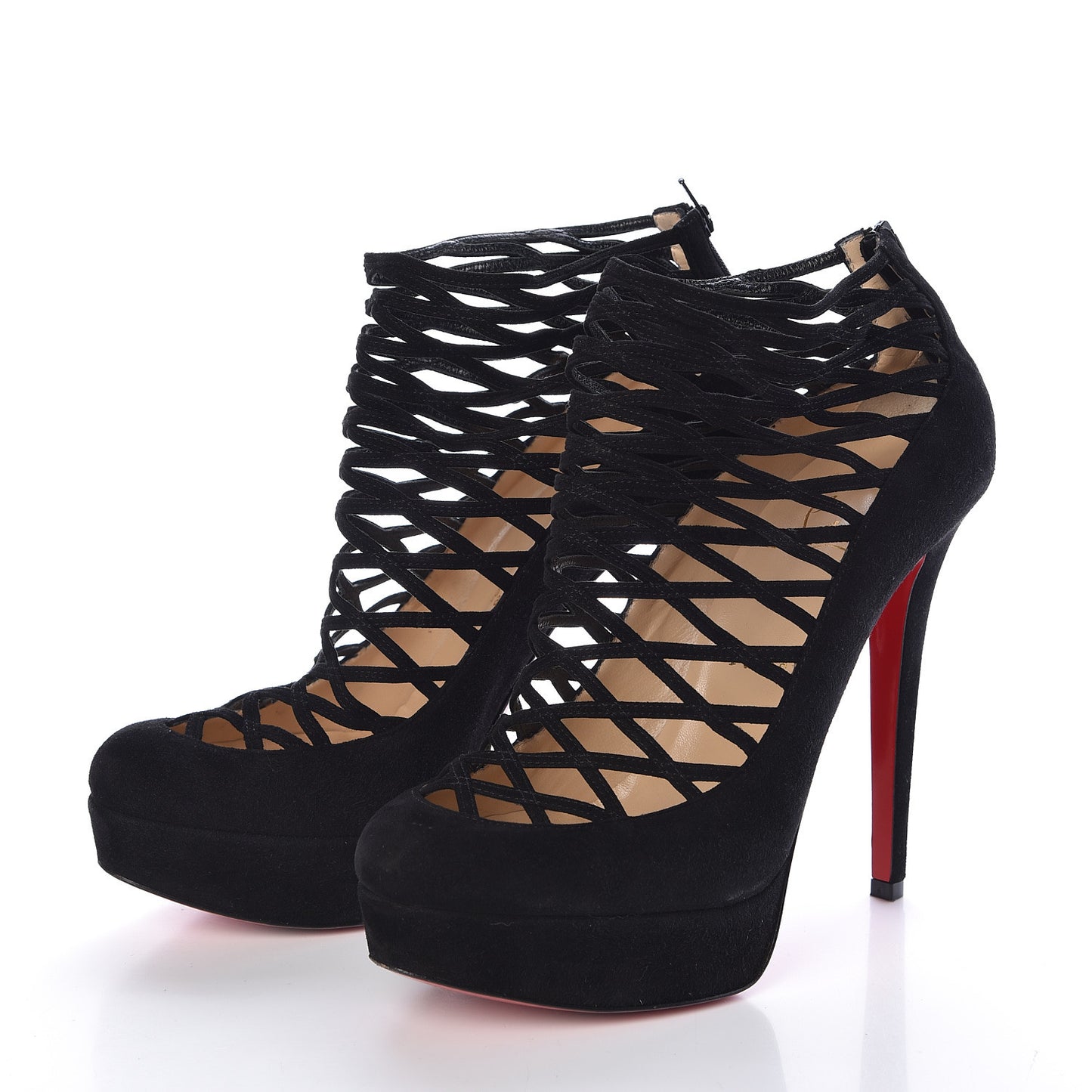 Veau Velours Berlinissimo 140 Cage Platform Booties 40.5 Black