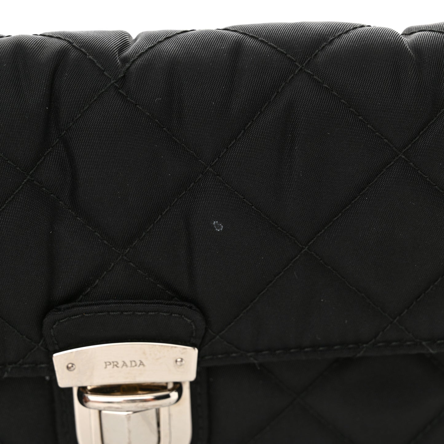 Nylon Tessuto Impuntu Quilted Flap Crossbody Black