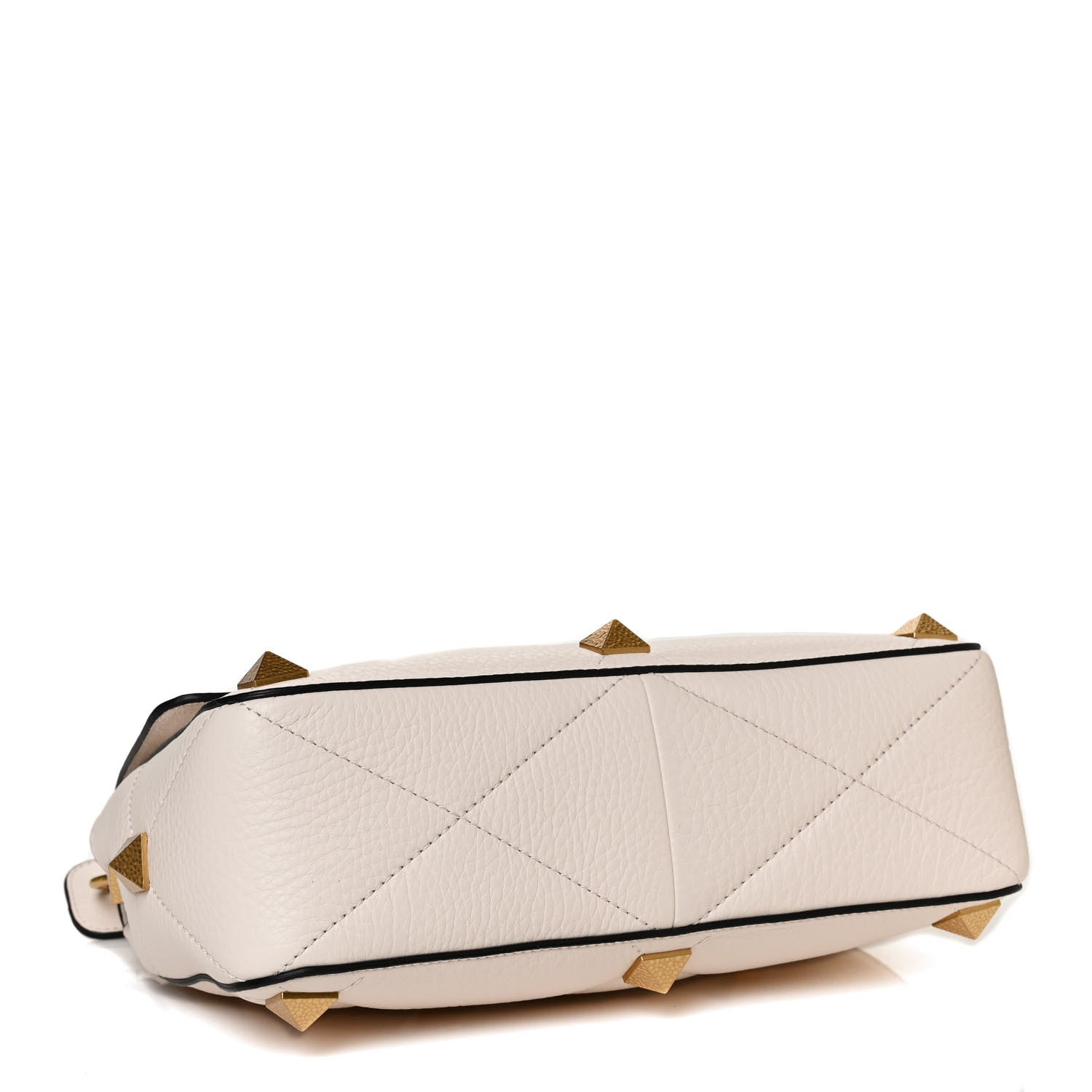 Valentino Garavani Grained Calfskin Large Roman Stud Shoulder Bag Light Ivory 4 of 10