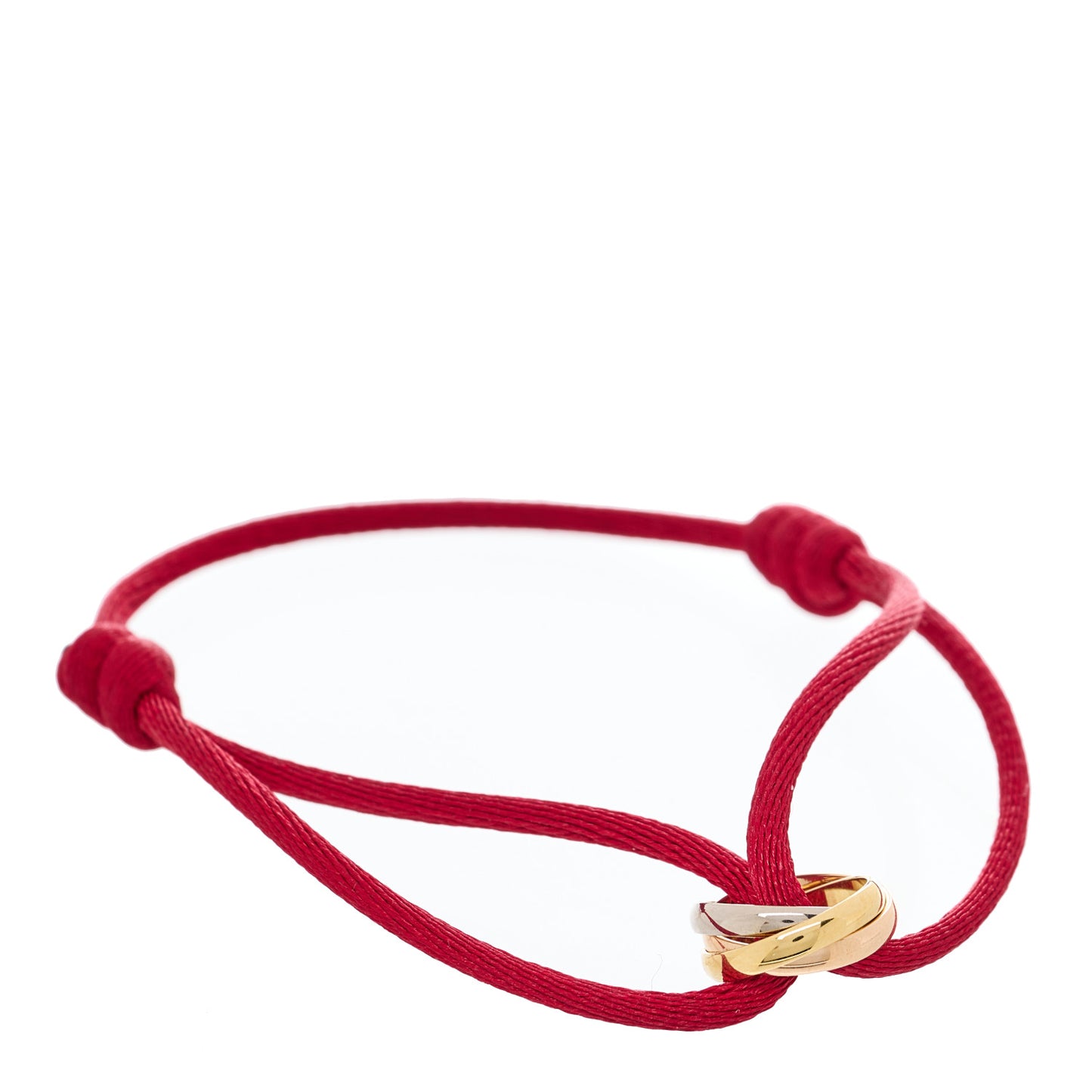 18K Pink Yellow White Gold Trinity Cord Bracelet Red
