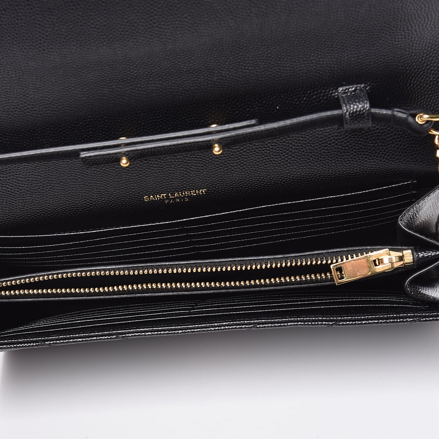 Grain De Poudre Matelasse Chevron Monogram Chain Wallet Black