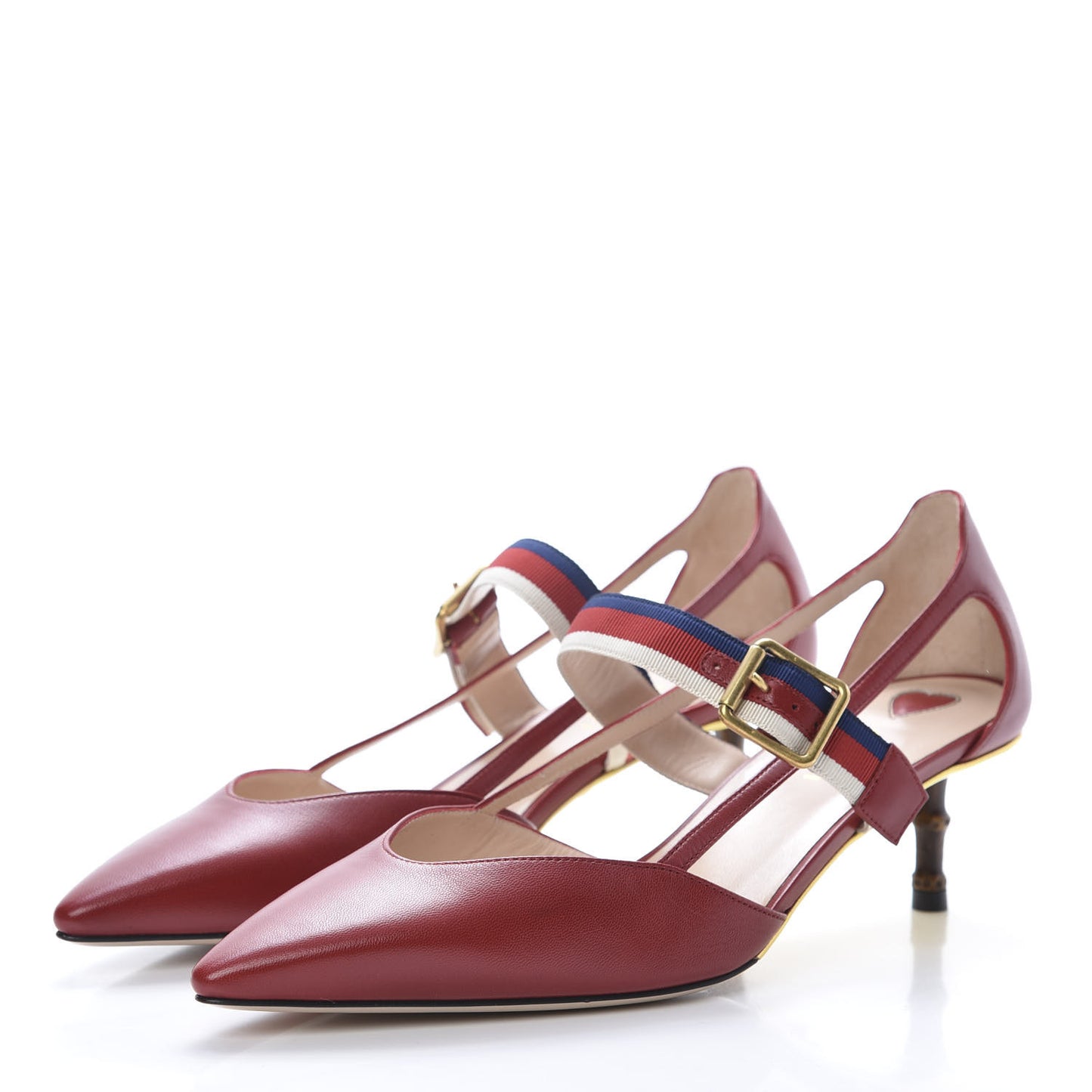 Malaga Kid Grosgrain Sylvie Web Bamboo Low Heel Pumps 39 Red