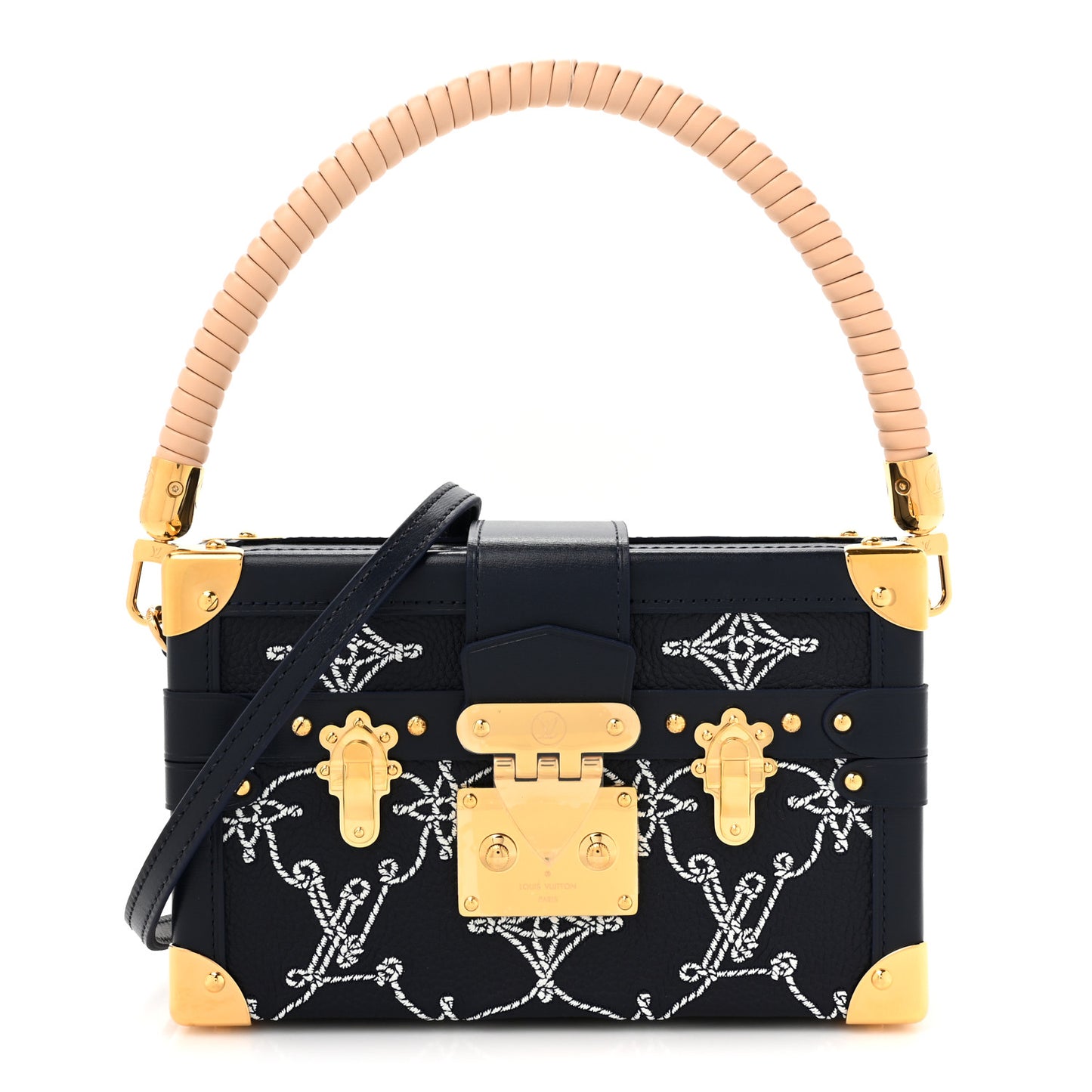 Calfskin Nautical Monogram Petite Malle Navy Blue