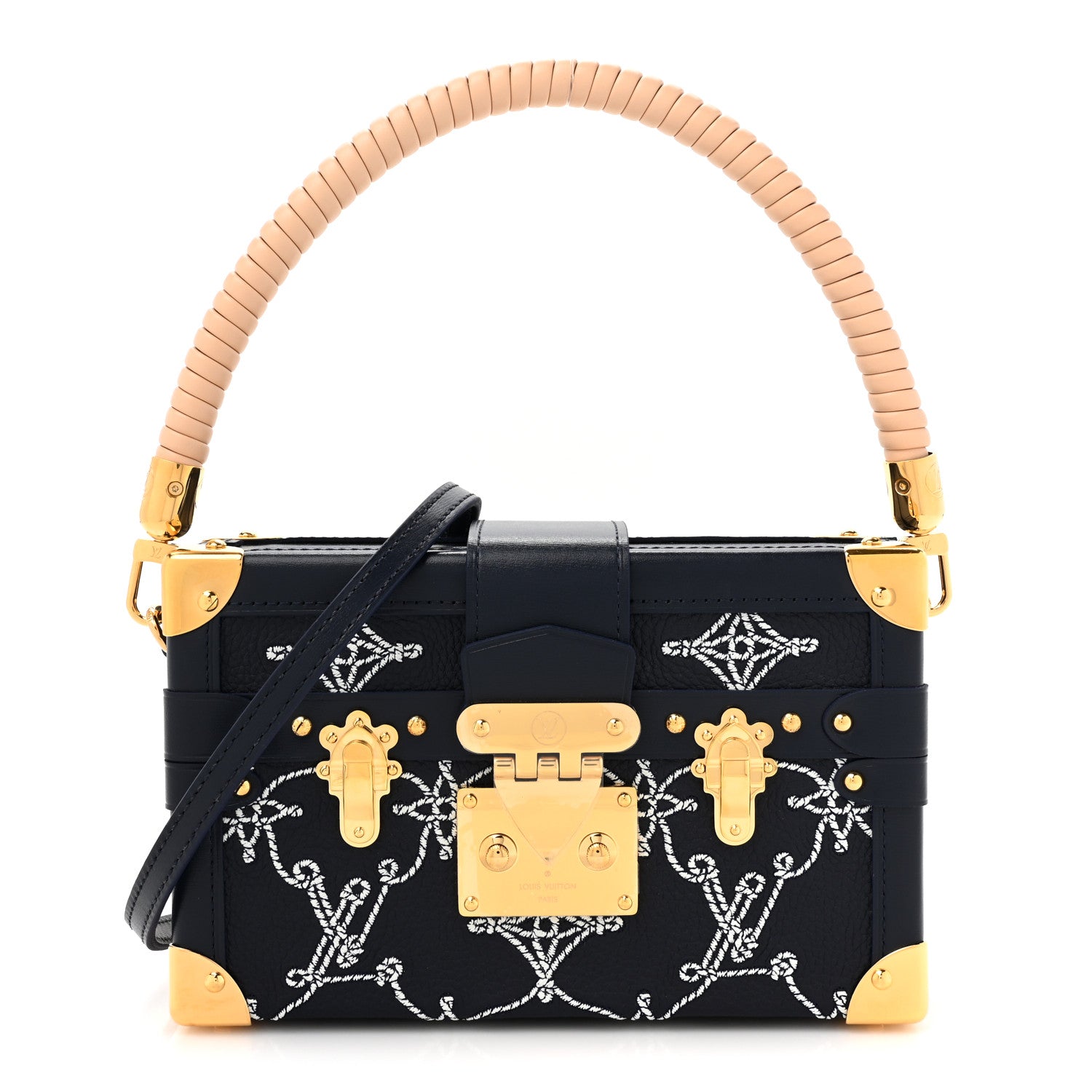 Louis Vuitton Calfskin Nautical Monogram Petite Malle Navy Blue 1 of 9