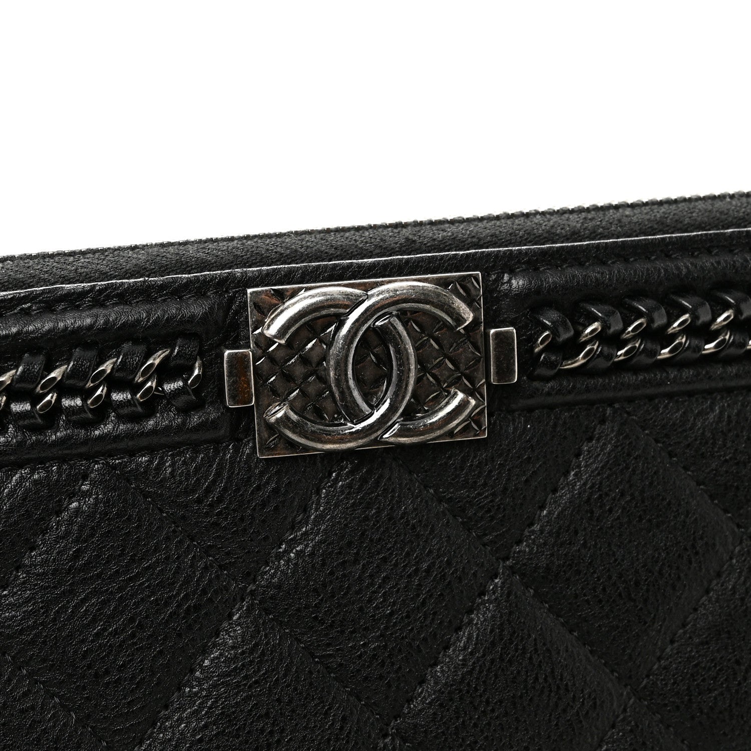 Chanel Calfskin Quilted Large Boy Chain Around Cosmetic Case Black 8 of 11