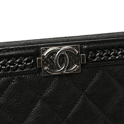 Chanel Calfskin Quilted Large Boy Chain Around Cosmetic Case Black 8 of 11