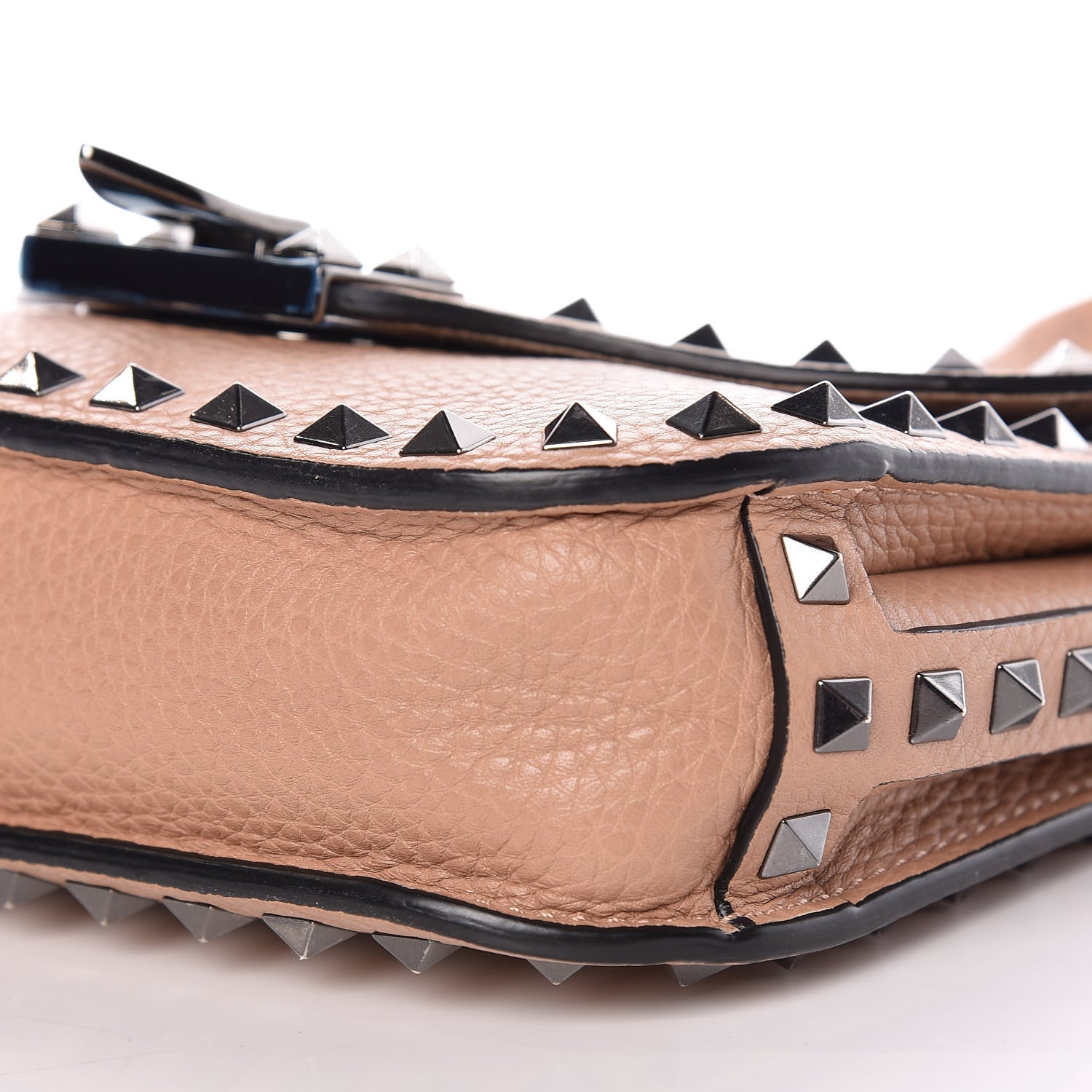 Valentino Garavani Pebbled Calfskin Rockstud Shoulder Flap Messenger Bag Soft Noisette 9 of 10