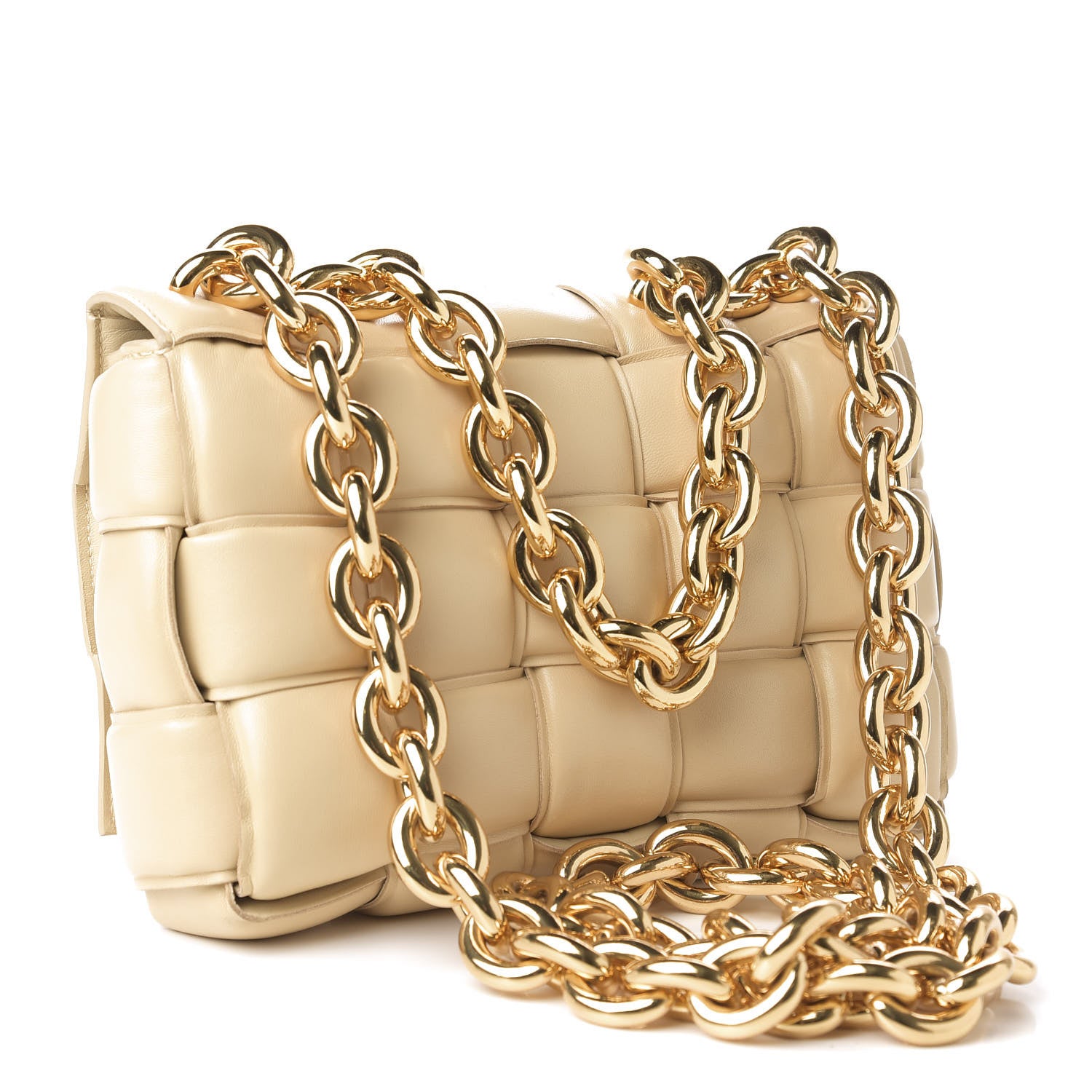 Bottega Veneta Lambskin Maxi Intreccio Padded Chain Cassette Crossbody Bag Porridge 3 of 10