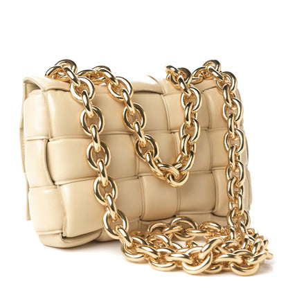 Bottega Veneta Lambskin Maxi Intreccio Padded Chain Cassette Crossbody Bag Porridge 3 of 10