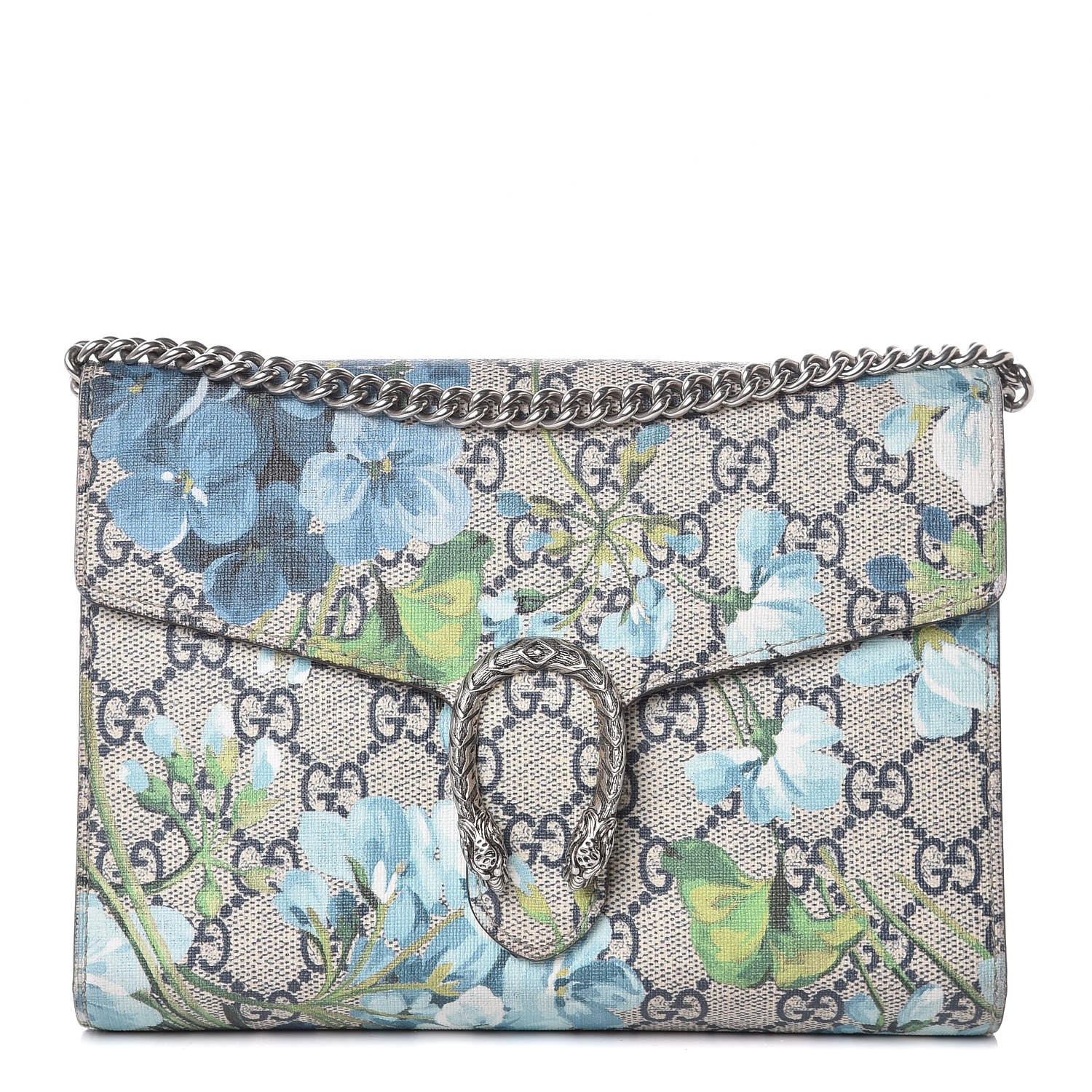 Gucci GG Supreme Monogram Blooms Mini Dionysus Chain Wallet Beige Blue Navy Vintage Blue 1 of 11