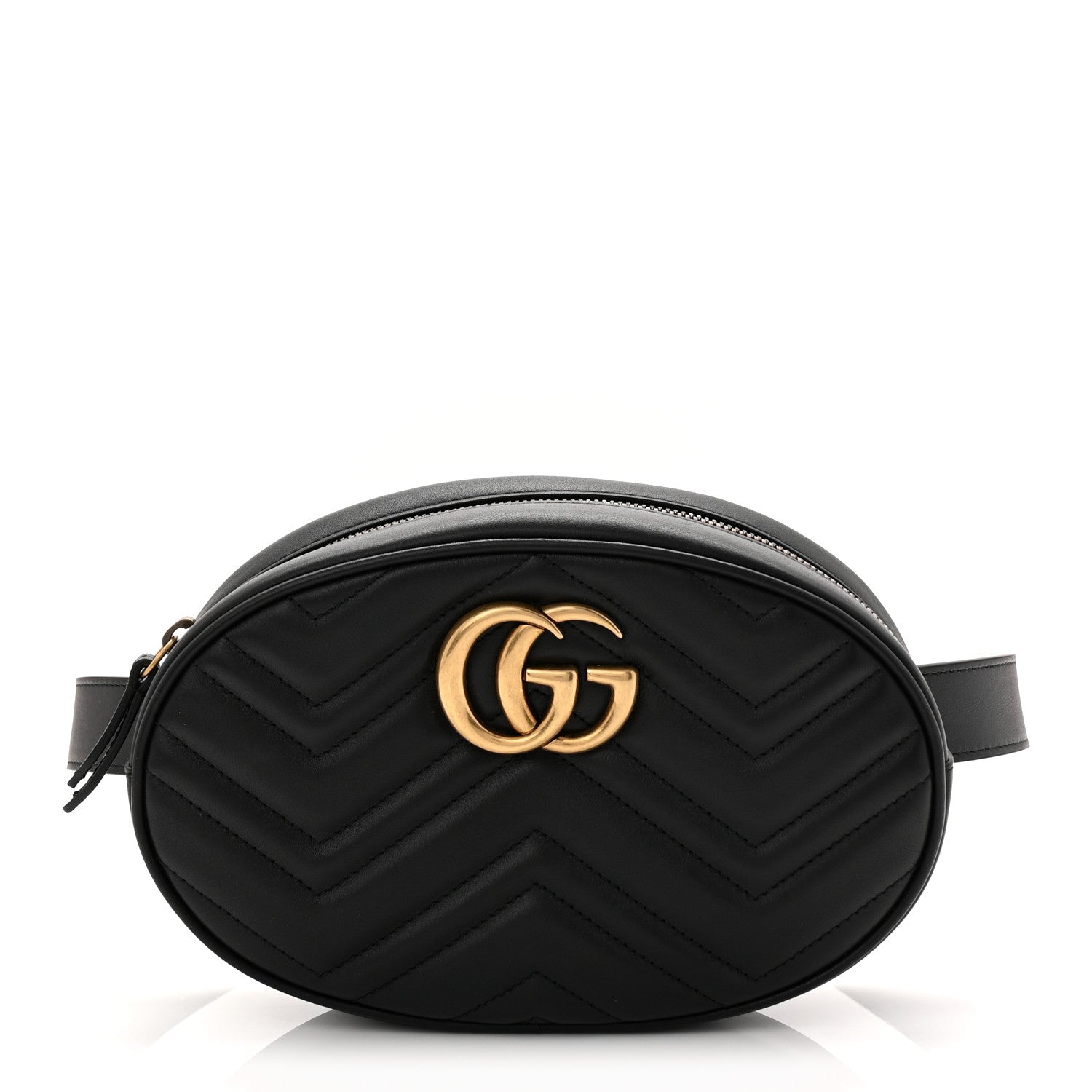Gucci Calfskin Matelasse GG Marmont Belt Bag 95 38 Black 1 of 10