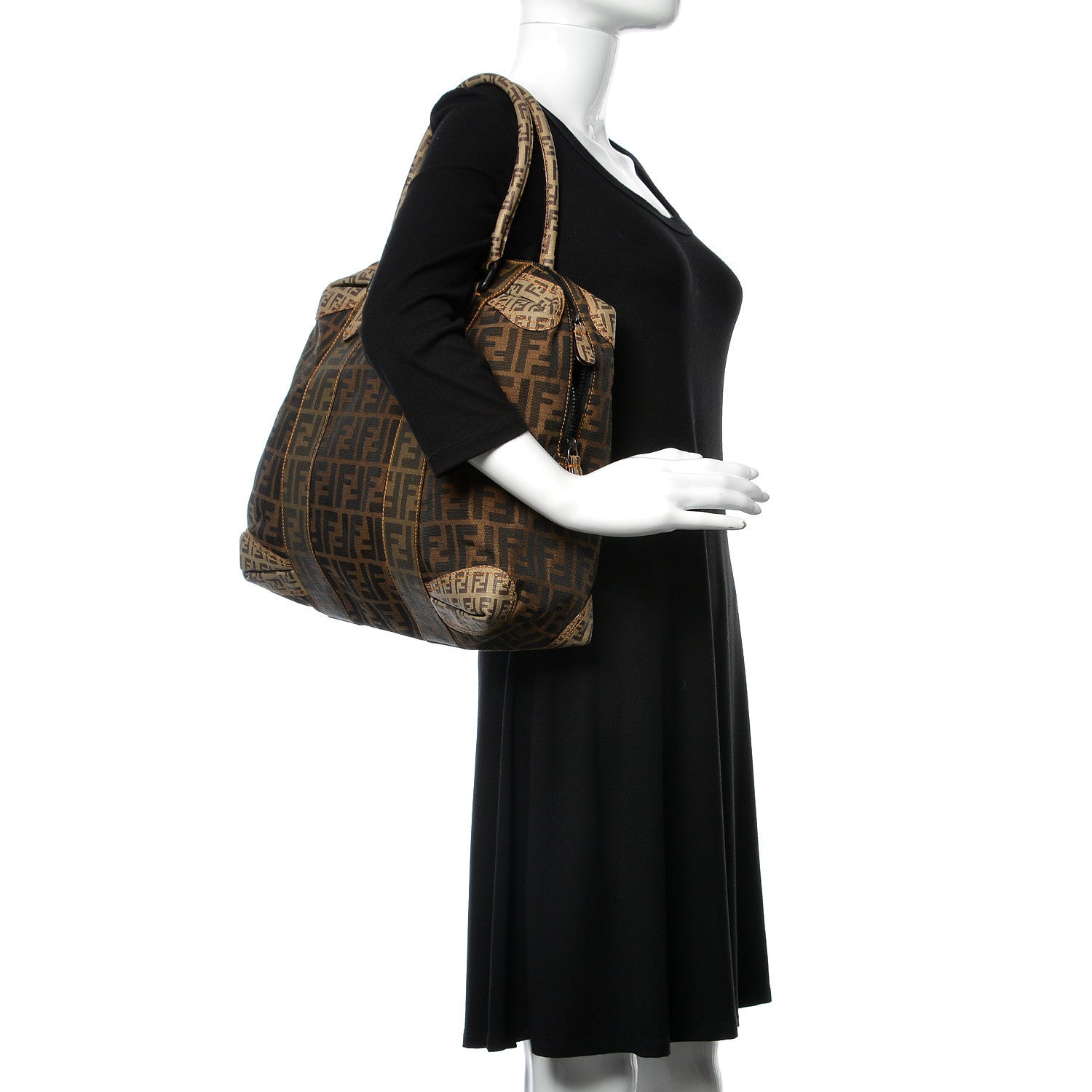 Fendi Zucca Zucchino Spalmati Large B Mix Tote Tobacco 2 of 15