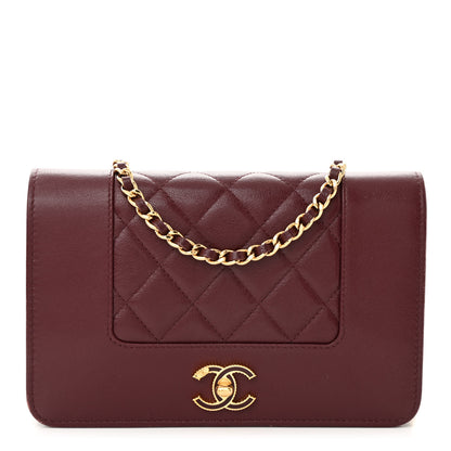 Chanel Sheepskin Quilted Mademoiselle Vintage Wallet On Chain WOC Burgundy 1 of 13