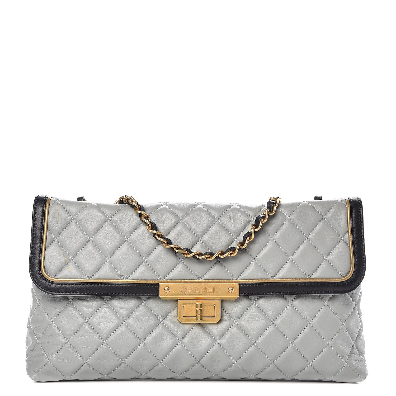 Chanel Lambskin Quilted Mademoiselle East West Flap Light Grey 1 of 7