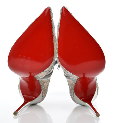 Christian Louboutin Lace Lurex Specchio Gipsybootie 100 Ankle Boots 37 Silver 5 of 8