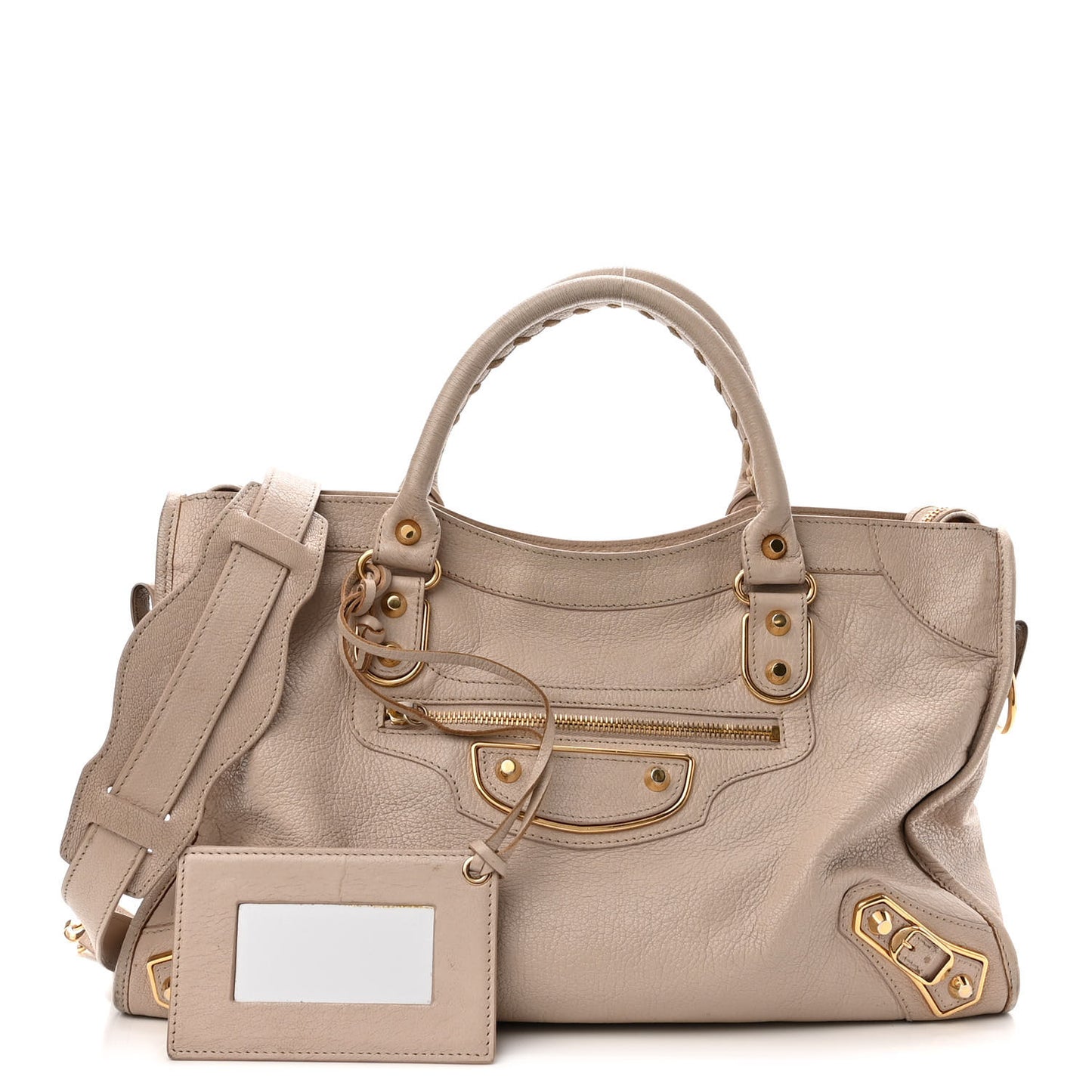 Chevre Gold Hardware Metallic Edge City Beige Praline