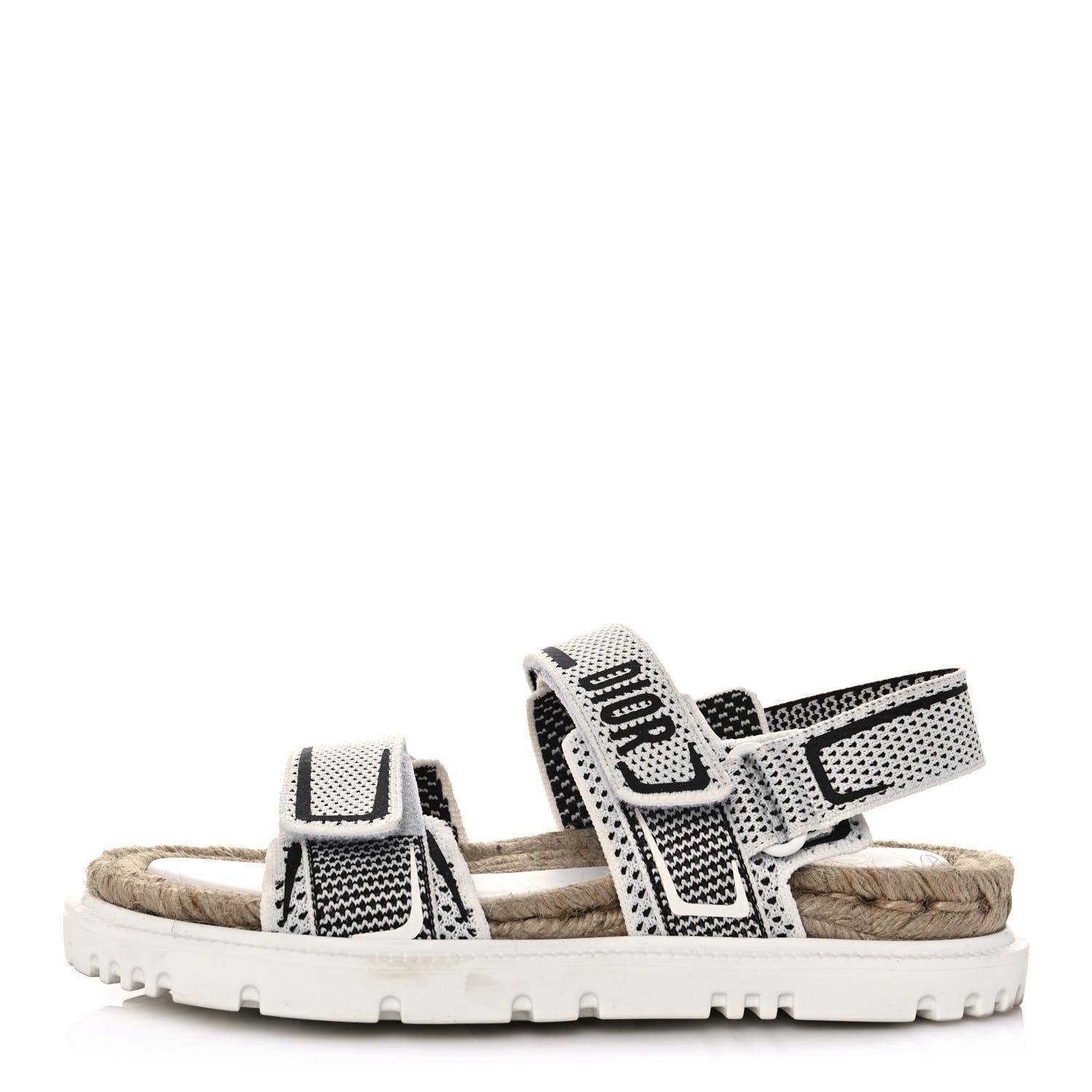 Christian Dior Technical Knit Jute Dioract 10mm Sandals 36 White Black 1 of 7