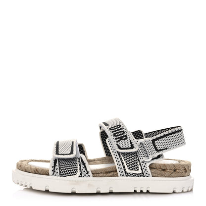 Christian Dior Technical Knit Jute Dioract 10mm Sandals 36 White Black 1 of 7