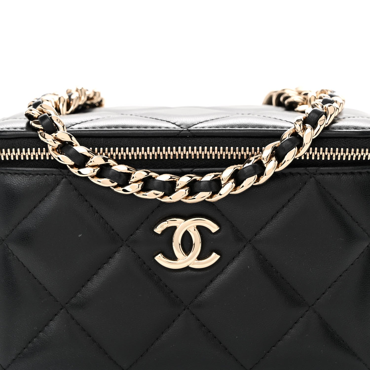 Chanel Lambskin Resin Elegant Chain Small Vanity Case Black 8 of 11