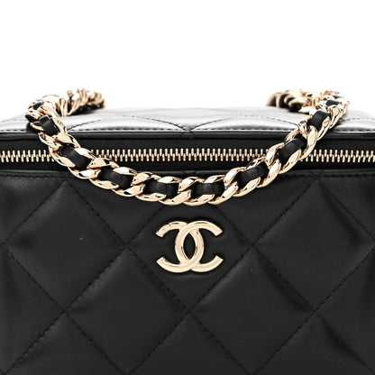 Chanel Lambskin Resin Elegant Chain Small Vanity Case Black 8 of 11