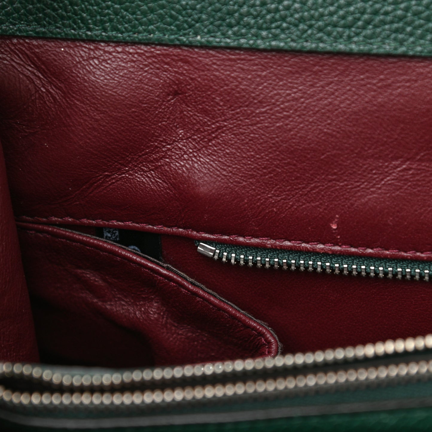 Grainy Calfskin Medium Zumi Top Handle Bag Vintage Green