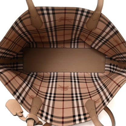 Burberry Grainy Calfskin Haymarket Check Medium Reversible Tote Camel 5 of 24